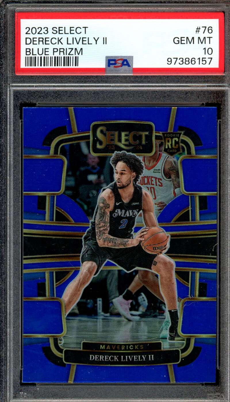 Dereck Lively II Rookie Card 2023-24 Select Blue Prizm #76 PSA 10 Image 1