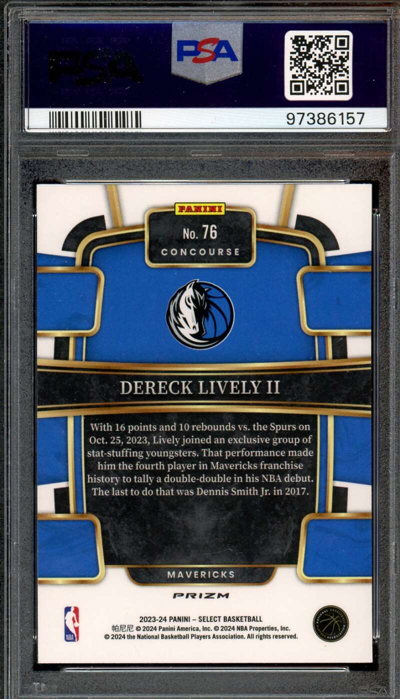 Dereck Lively II Rookie Card 2023-24 Select Blue Prizm #76 PSA 10 Image 2