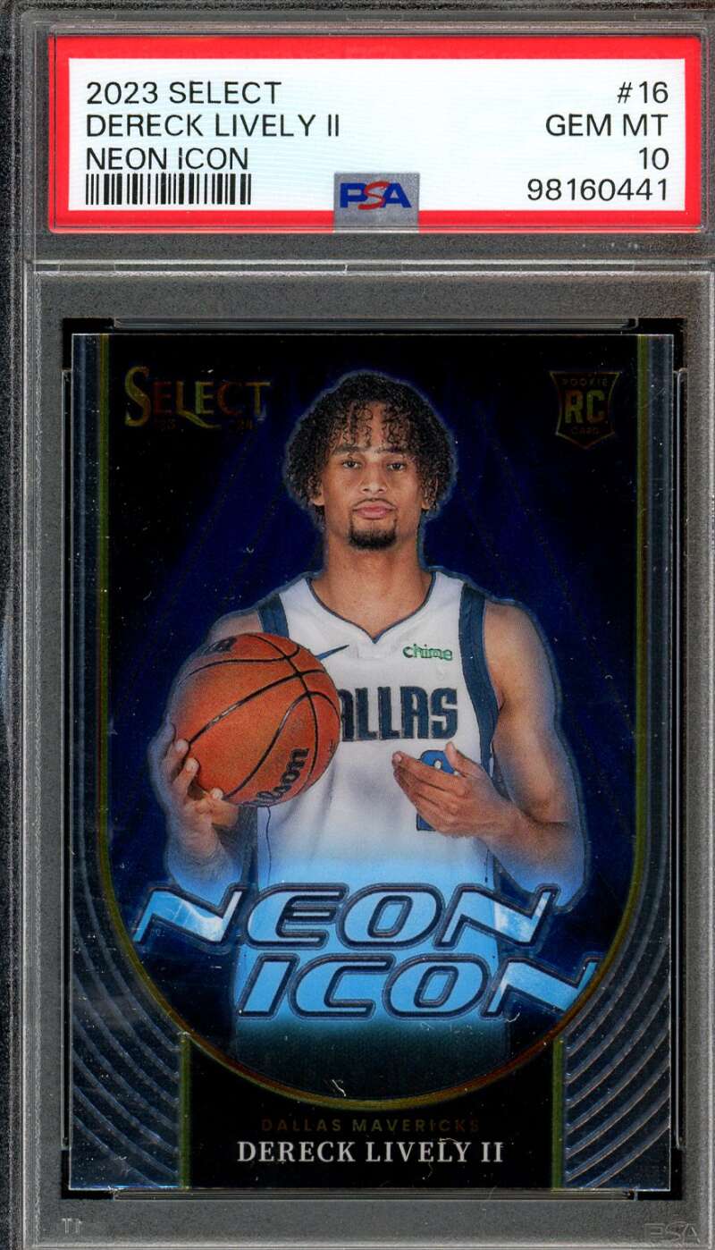 Dereck Lively II Rookie Card 2023-24 Select Neon Icon #16 PSA 10 Image 1