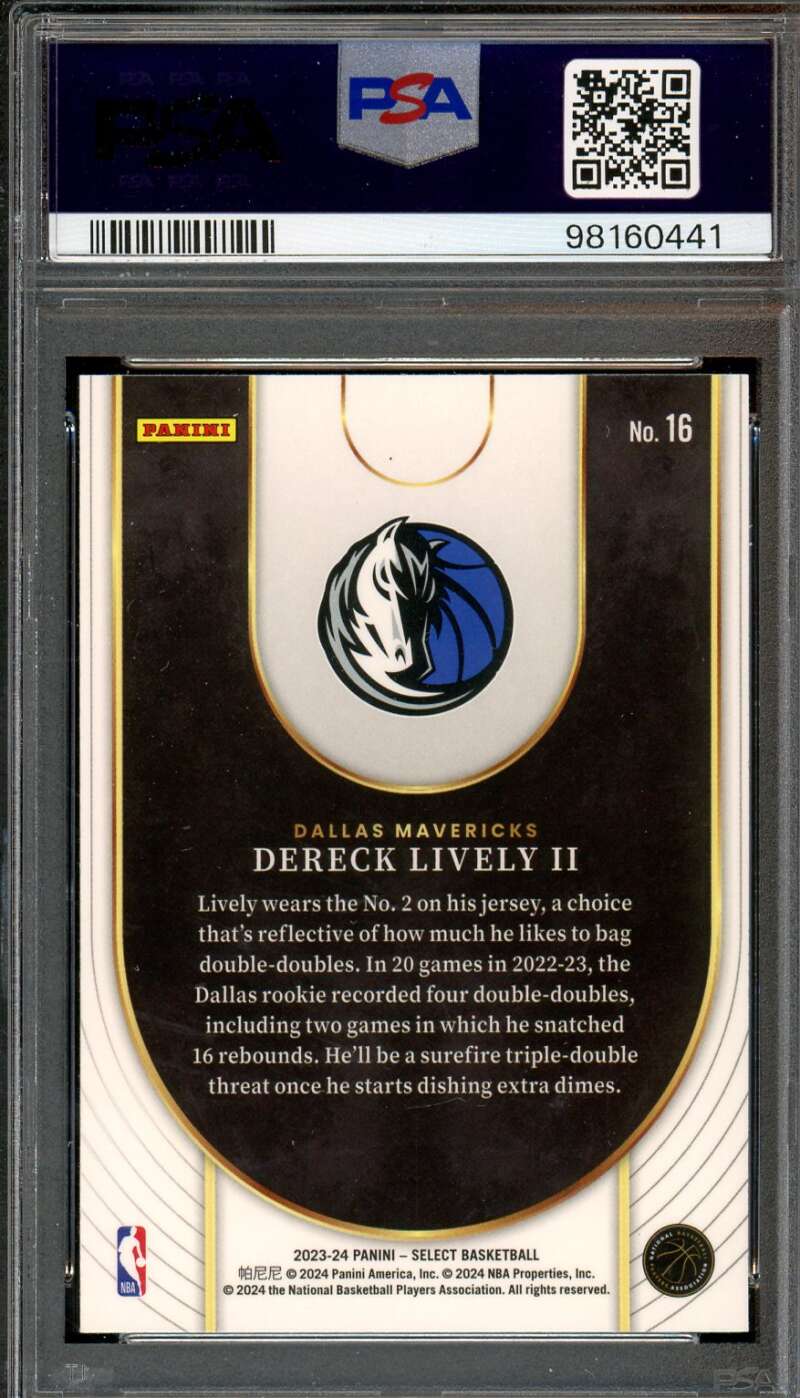 Dereck Lively II Rookie Card 2023-24 Select Neon Icon #16 PSA 10 Image 2