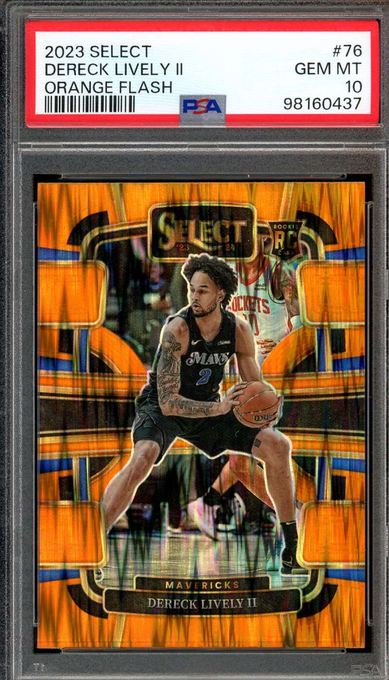 Dereck Lively II Rookie Card 2023-24 Select Orange Flash #76 PSA 10 Image 1