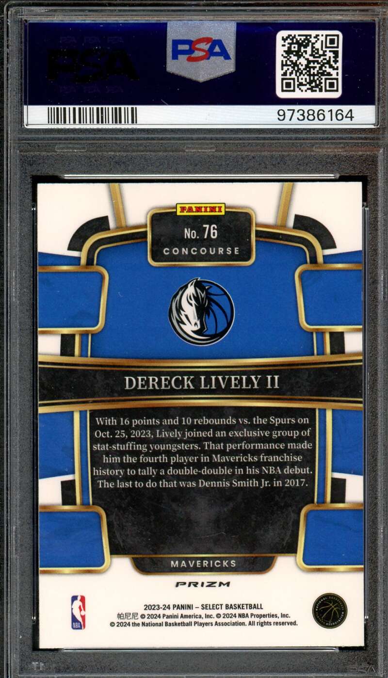 Dereck Lively II Rookie Card 2023-24 Select Red Cracked Ice #76 PSA 9 Image 2