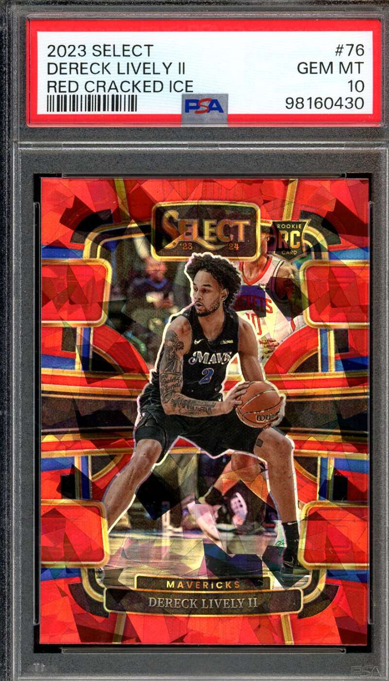 Dereck Lively II Rookie Card 2023-24 Select Red Cracked Ice #76 PSA 10 Image 1