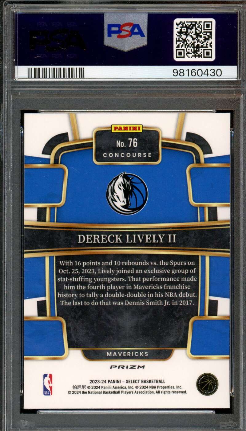 Dereck Lively II Rookie Card 2023-24 Select Red Cracked Ice #76 PSA 10 Image 2