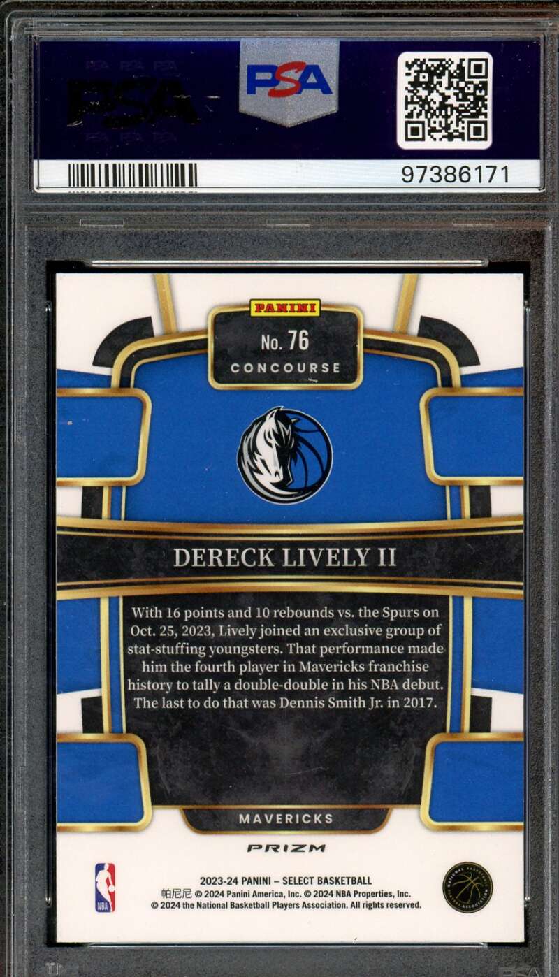 Dereck Lively II Rookie Card 2023-24 Select Tectonic #76 PSA 10 Image 2