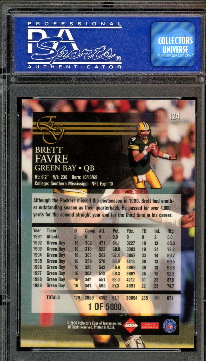 Brett Favre Card 2000 Coll. Edge Graded Uncirculated #124 PSA 9 Image 2