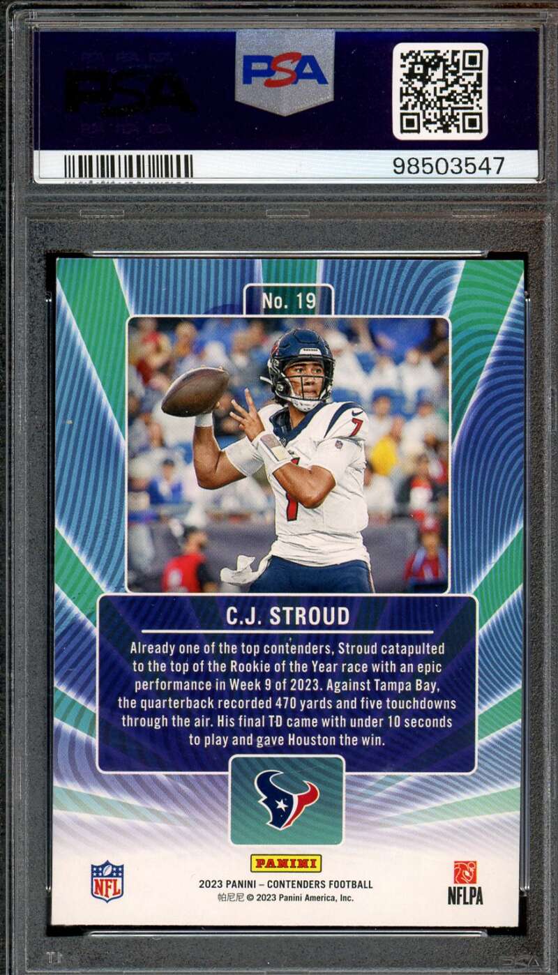 C.J. Stroud Rookie Card 2023 Contenders #19 PSA 9 Image 2