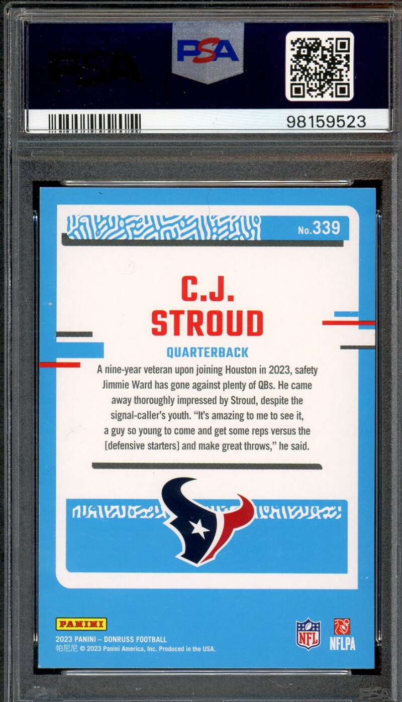 C.J. Stroud Rookie Card 2023 Donruss #339 PSA 9 Image 2