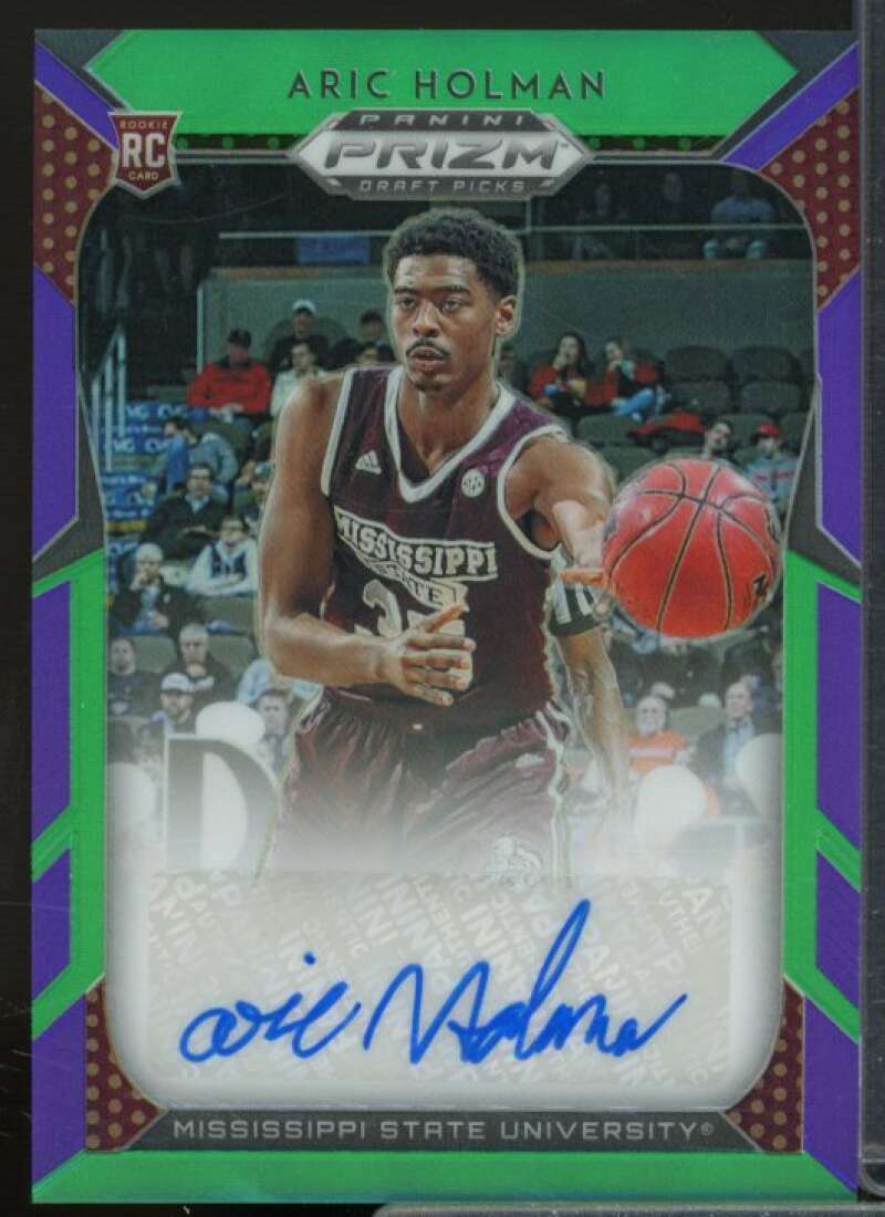 Aric Holman/199 2019-20 Panini Prizm Draft Picks Autographs Purple Green #91  Image 1