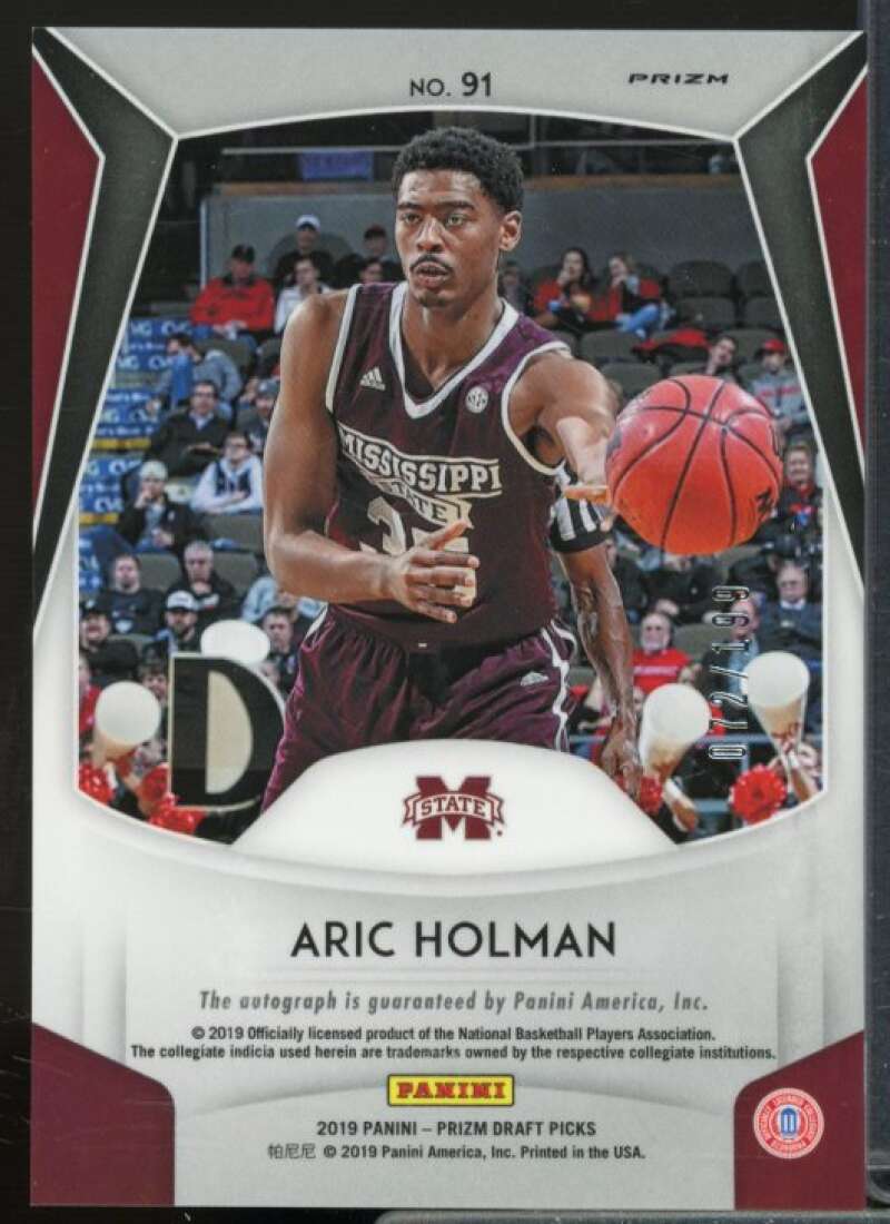 Aric Holman/199 2019-20 Panini Prizm Draft Picks Autographs Purple Green #91  Image 2