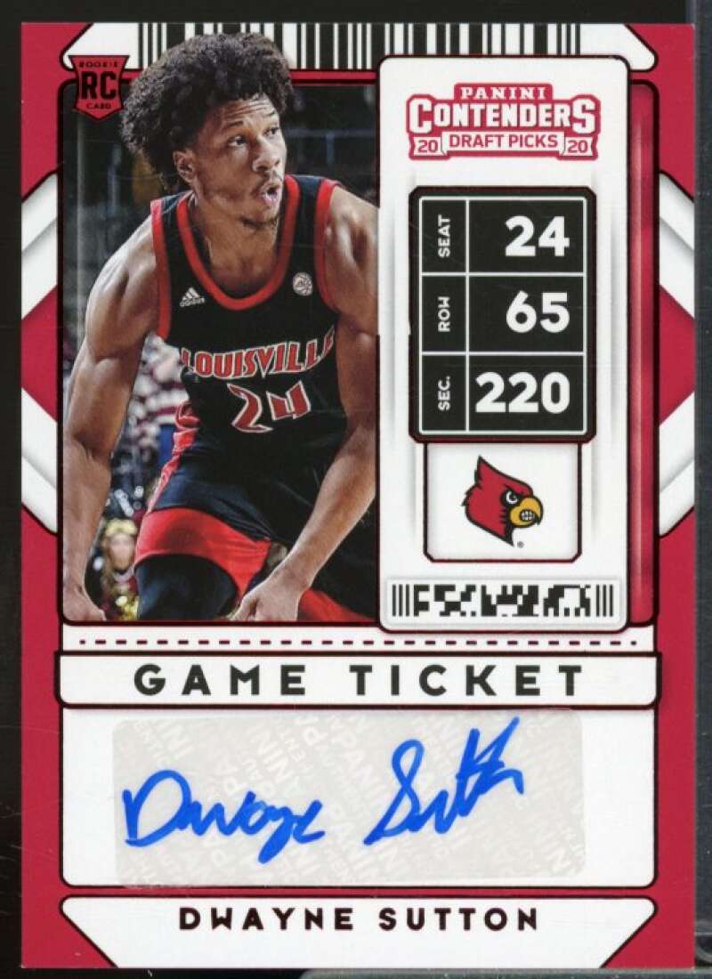 Dwayne Sutton AU 2020-21 Panini Contenders Draft Picks Game Ticket Red #105  Image 1