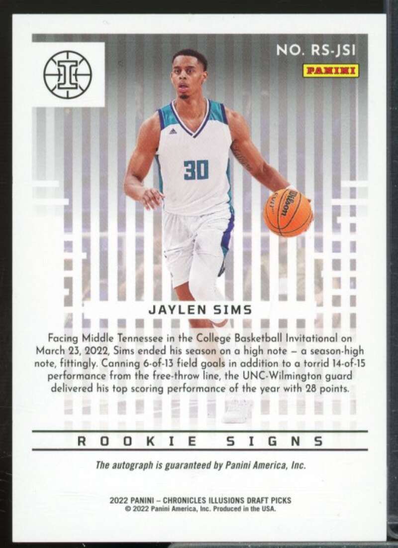 Jaylen Sims 2022-23 Panini Chronicles Draft Illusions Rookie Signs Bronze #17  Image 2