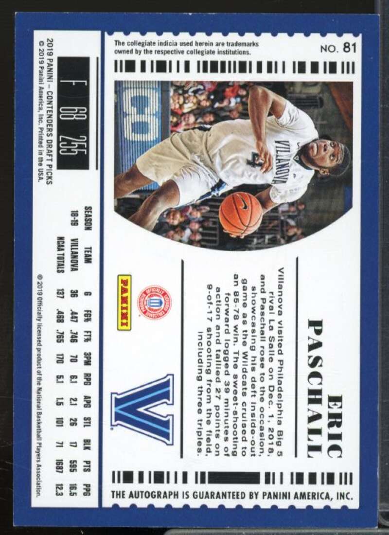 Eric Paschall AU Rookie Card 2019-20 Panini Contenders Draft Picks #81  Image 2