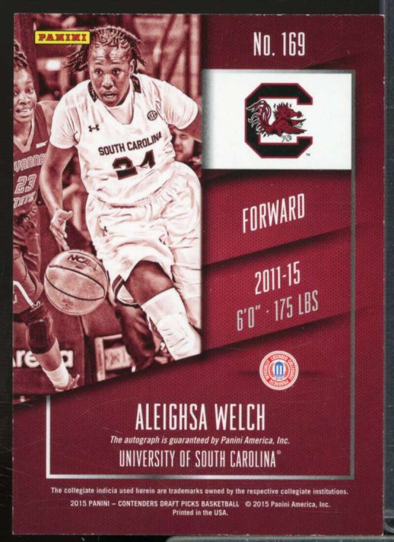 Aleighsa Welch AU Rookie Card 2015-16 Panini Contenders Draft Picks #169  Image 2