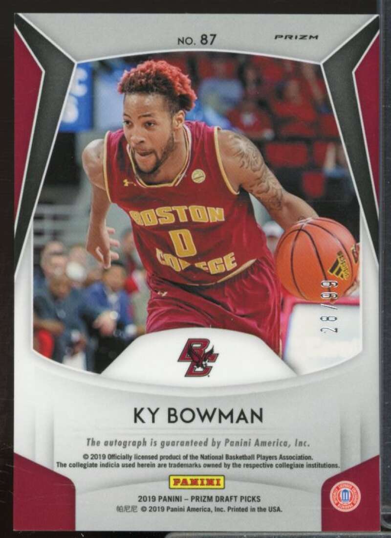 Ky Bowman/99 2019-20 Panini Prizm Draft Picks Autographs Red White Blue #87  Image 2