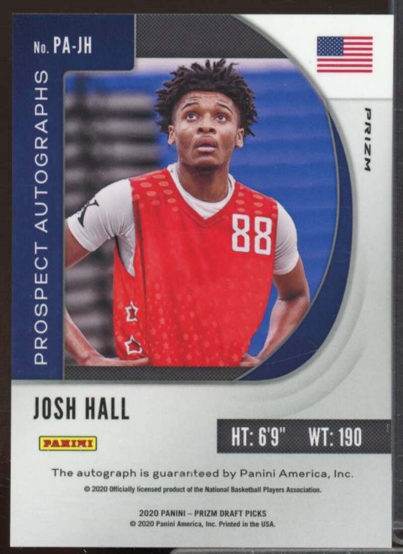 Josh Hall Card 2020-21 Panini Prizm Draft Picks Prospect Autographs Red Ice #22  Image 2