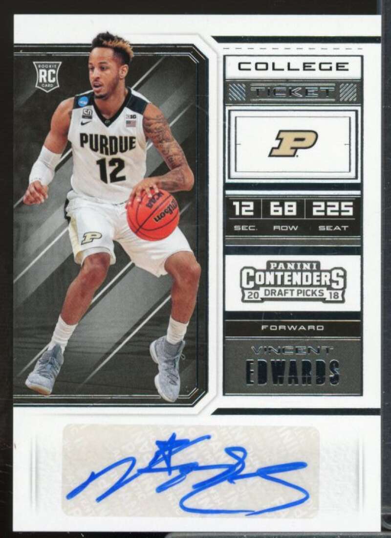 Vincent Edwards AU Rookie Card 2018-19 Panini Contenders Draft Picks #114  Image 1