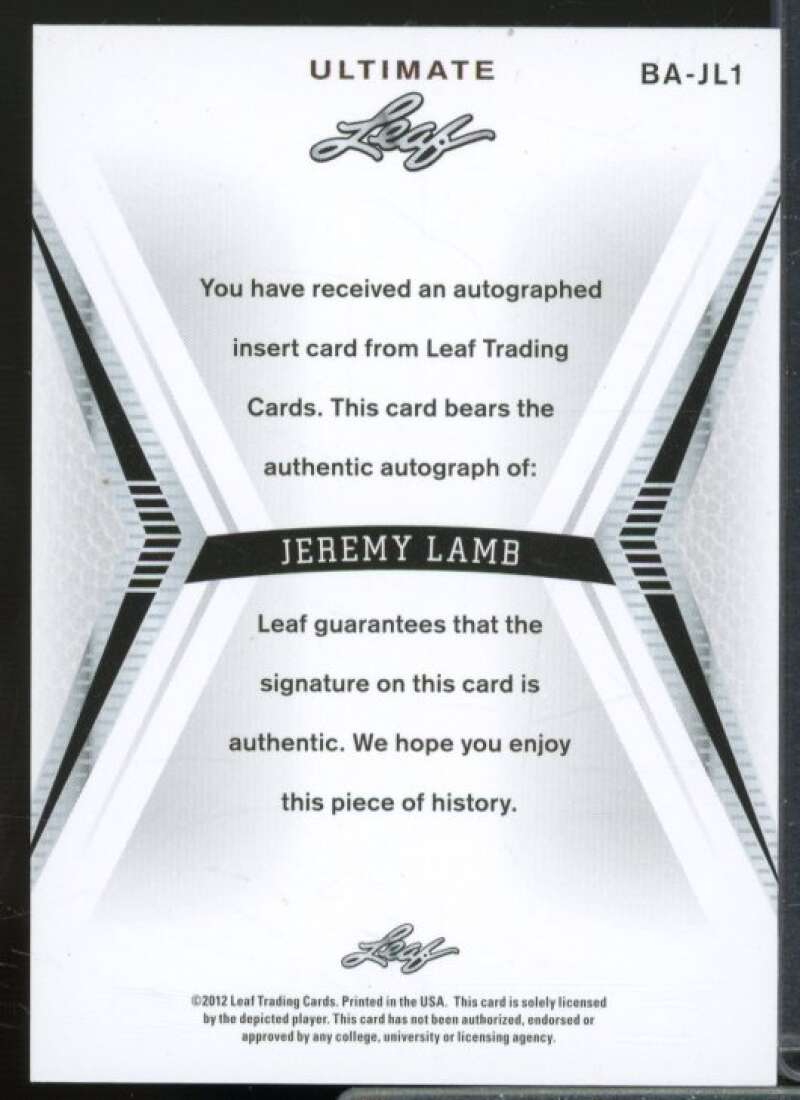 Jeremy Lamb Rookie Card 2012-13 Leaf Ultimate #JL1  Image 2