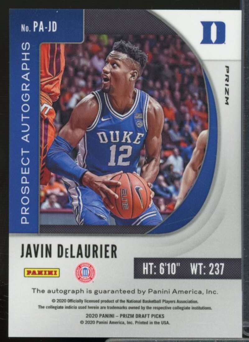 Javin DeLaurier 2020-21 Panini Prizm Draft Picks Prospect Autographs Green #40  Image 2