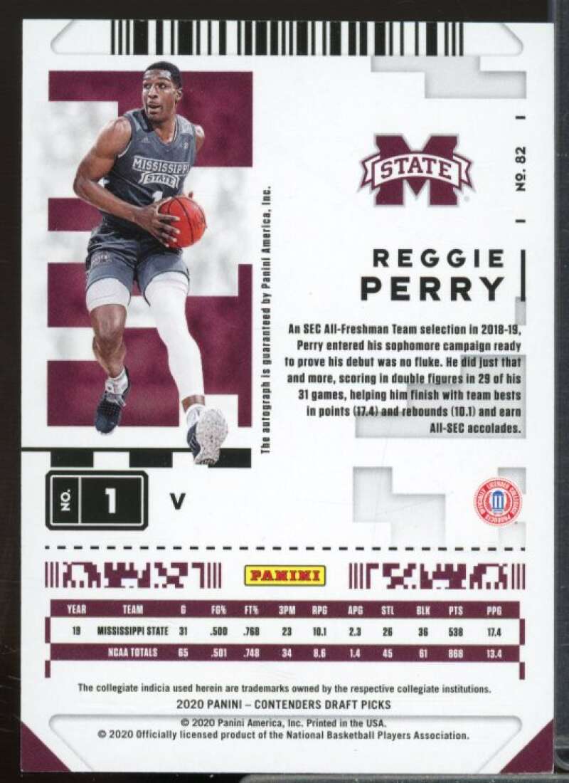 Reggie Perry AU Rookie Card 2020-21 Panini Contenders Draft Picks #82  Image 2