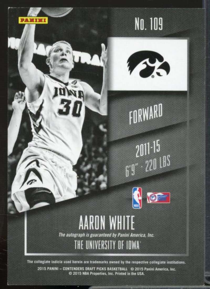 Aaron White AU/White jersey Rookie 2015-16 Panini Contenders Draft Picks #109B  Image 2