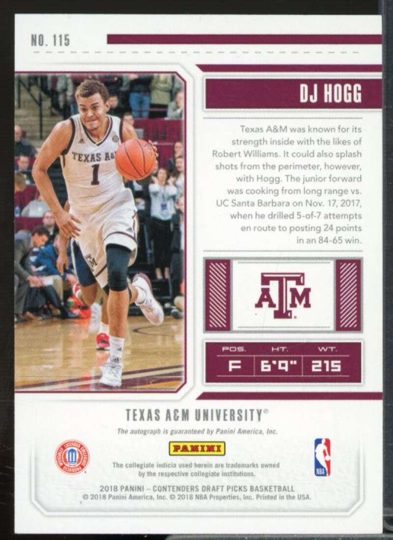 DJ Hogg AU Rookie Card 2018-19 Panini Contenders Draft Picks #115  Image 2