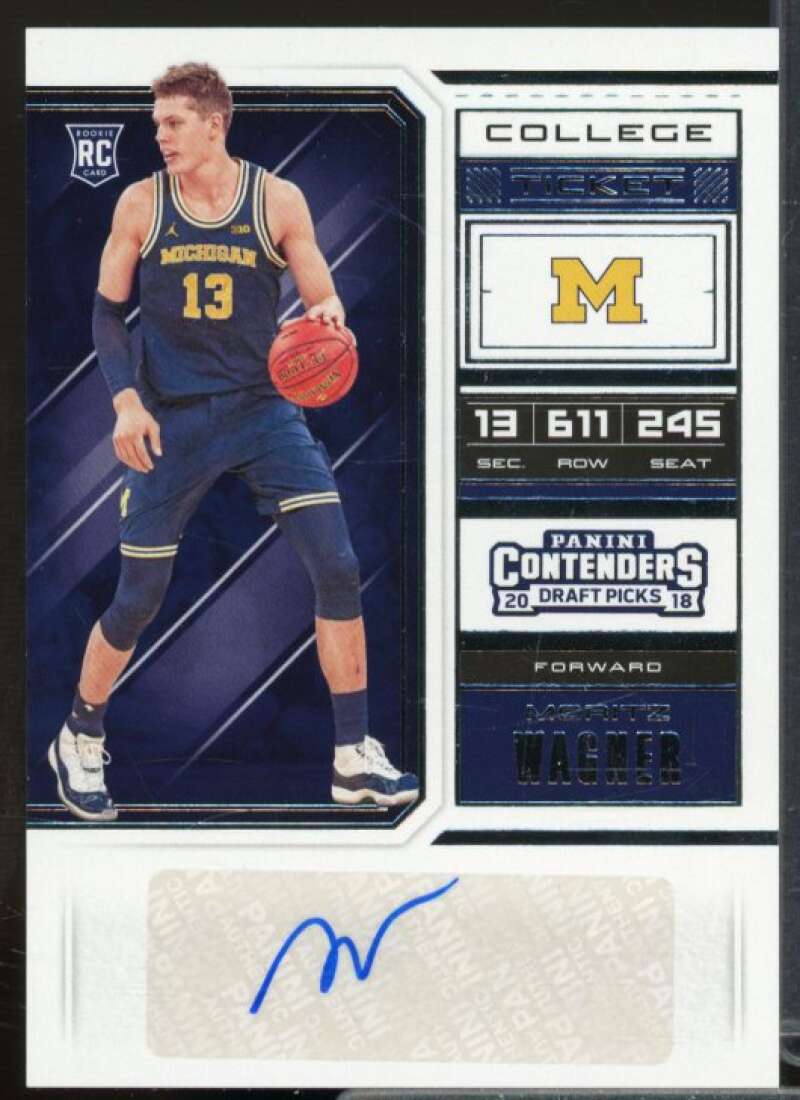 Moritz Wagner AU Rookie Card 2018-19 Panini Contenders Draft Picks #87  Image 1