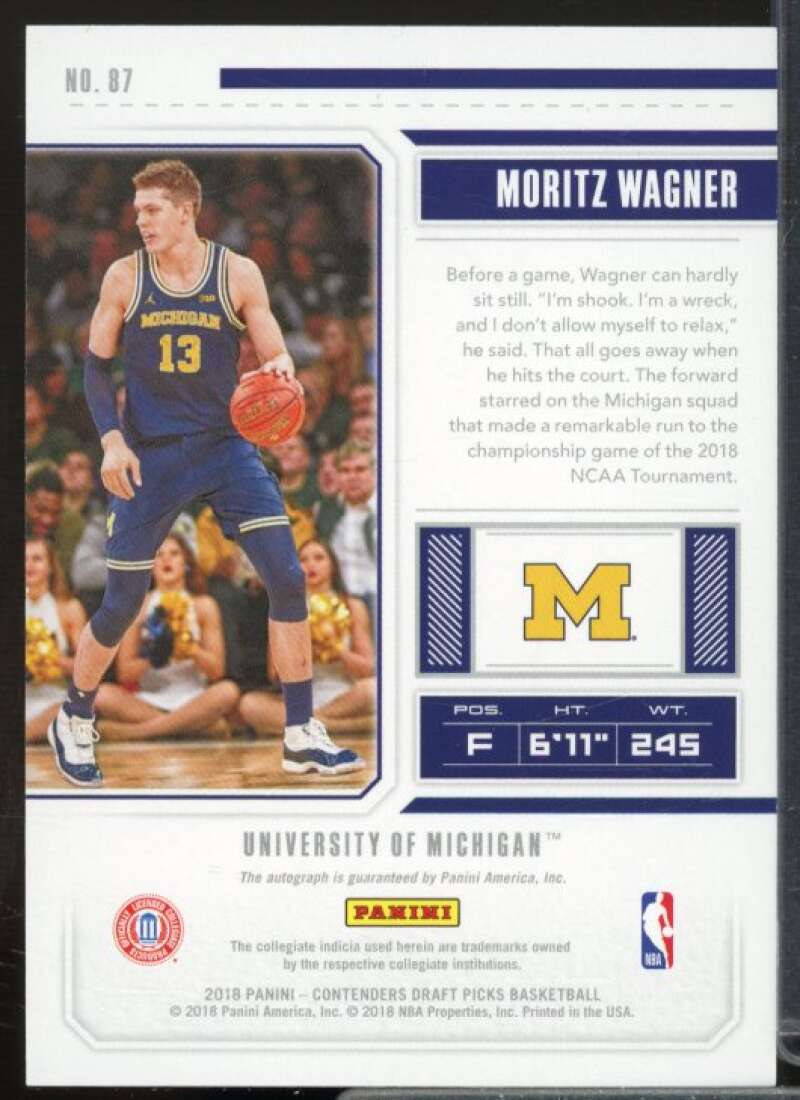 Moritz Wagner AU Rookie Card 2018-19 Panini Contenders Draft Picks #87  Image 2