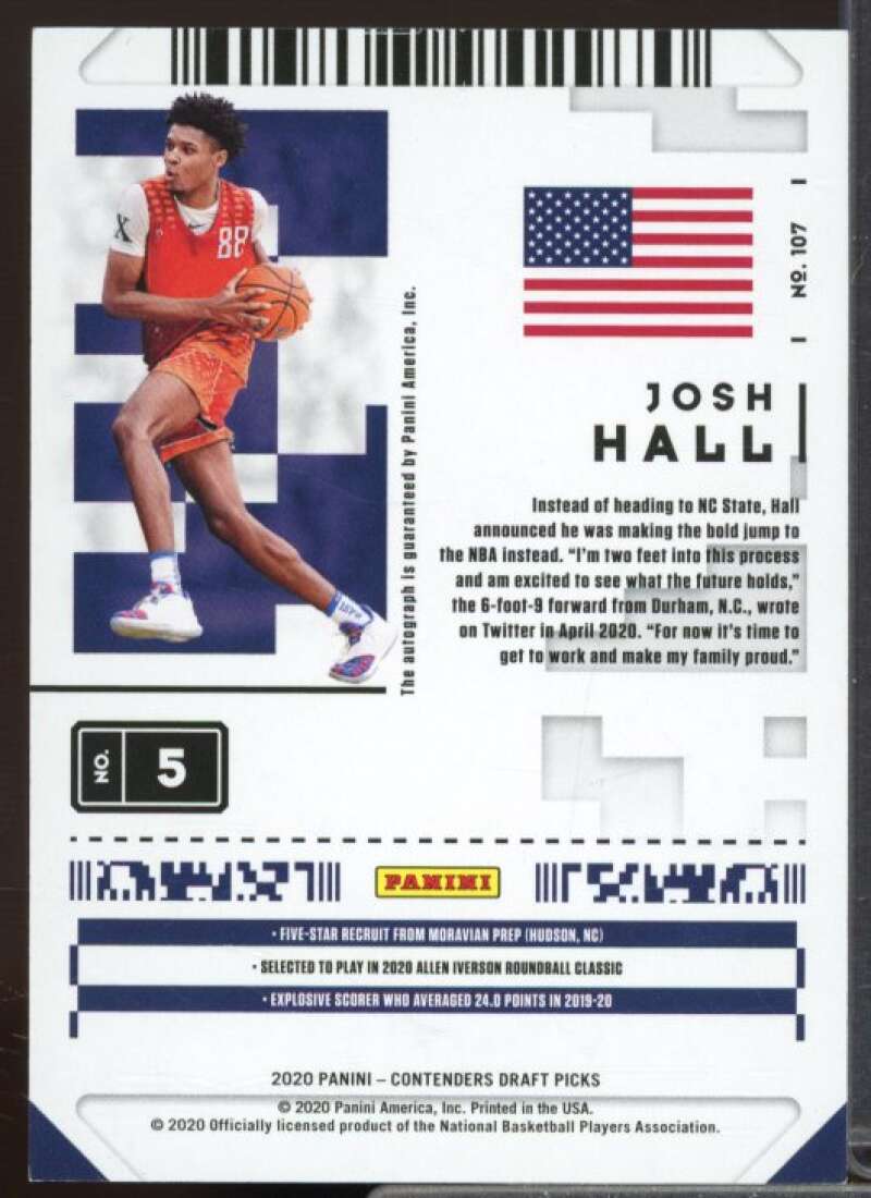 Josh Hall 2020-21 Contenders Draft Prospect Ticket AutoVariations Green #107  Image 2