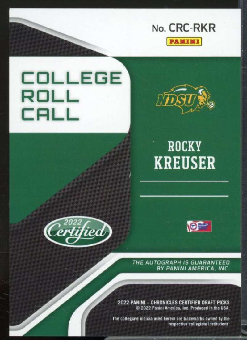 Rocky Kreuser 2022-23 Panini Chronicles Draft College Roll Call AutoPurple #34  Image 2