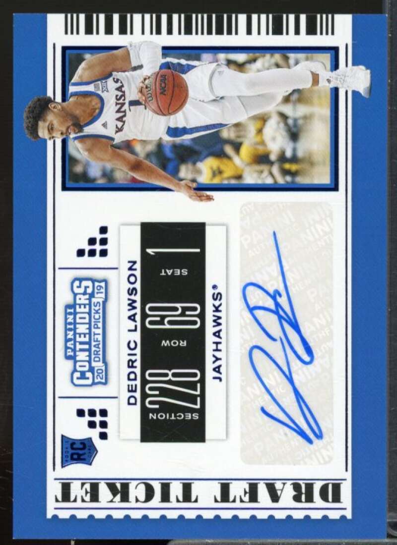 Dedric Lawson AU 2019-20 Panini Contenders Draft Draft Ticket Blue Foil #89  Image 1