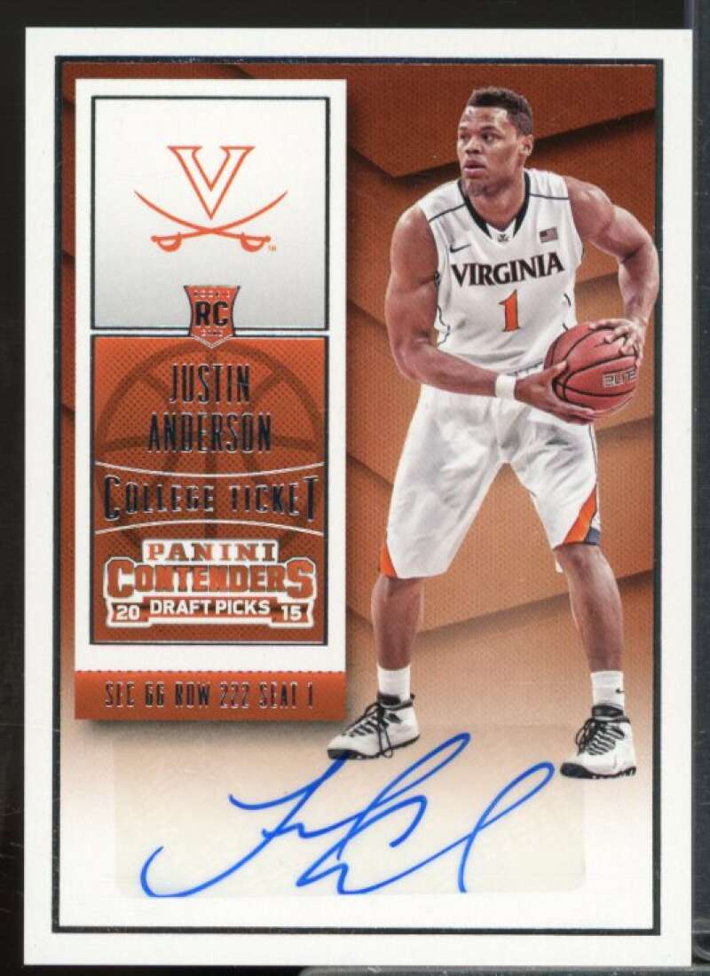 Justin Anderson AU/White jersey 2015-16 Panini Contenders Draft Picks #122A  Image 1