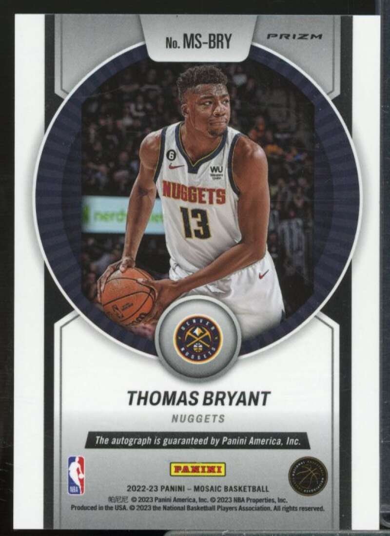 Thomas Bryant Rookie Card 2022-23 Panini Mosaic Scripts #16  Image 2