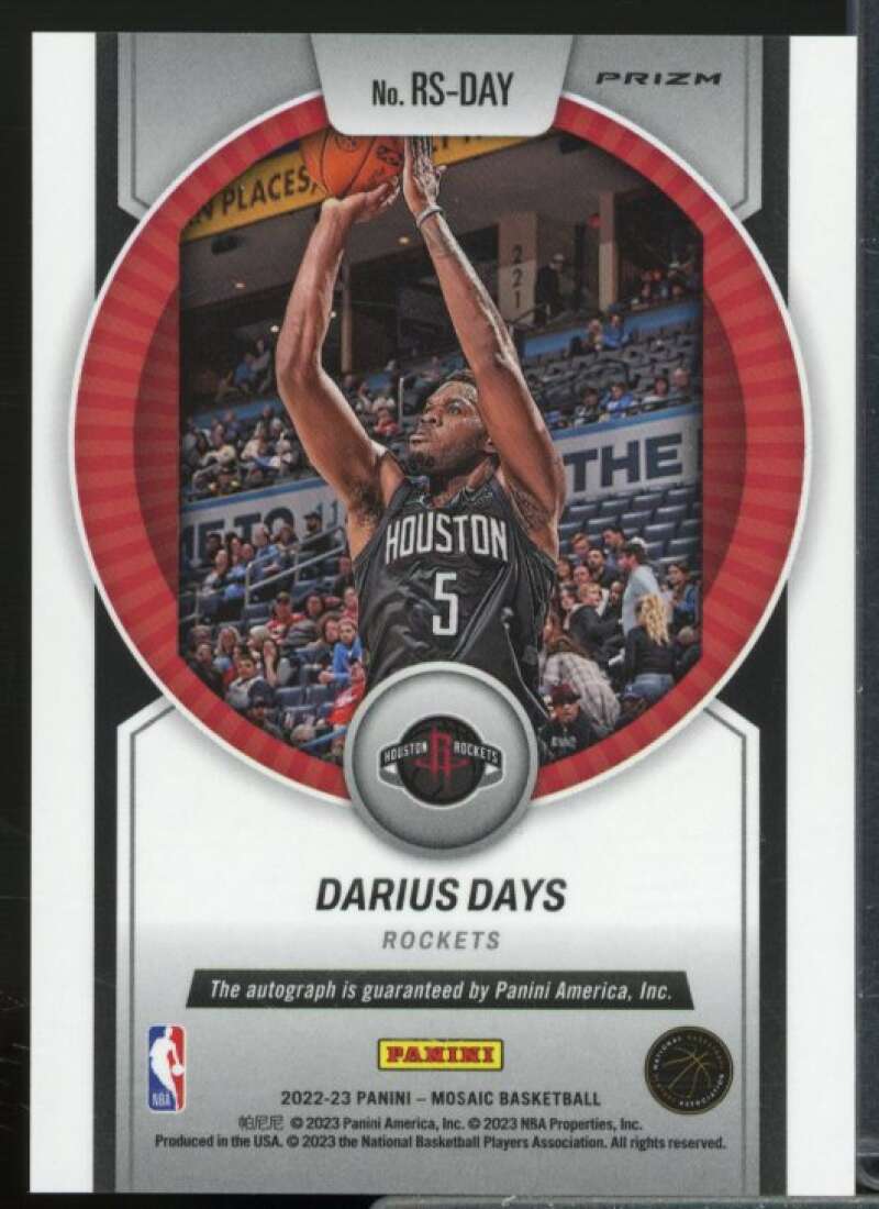 Darius Days Rookie Card 2022-23 Panini Mosaic Rookie Scripts #19  Image 2