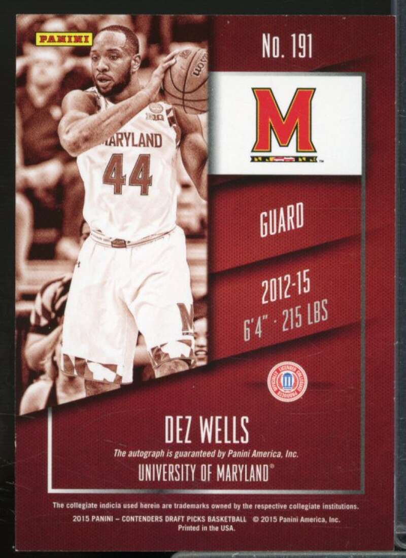 Dez Wells AU 2015-16 Panini Contenders Draft Picks Draft Ticket Red Foil #191  Image 2