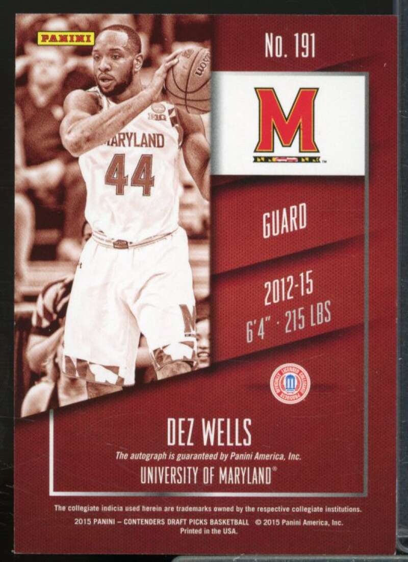 Dez Wells AU 2015-16 Panini Contenders Draft Picks Draft Ticket Blue Foil #191  Image 2