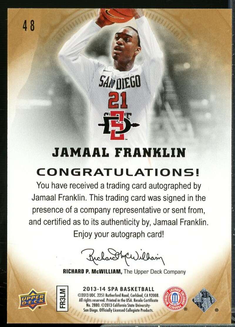 Jamaal Franklin C Rookie Card 2013-14 SP Authentic Autographs #48  Image 2