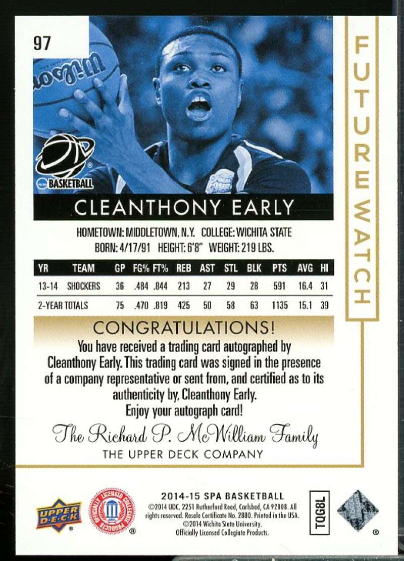 Cleanthony Early AU/475 Rookie Card 2014-15 SP Authentic #97  Image 2