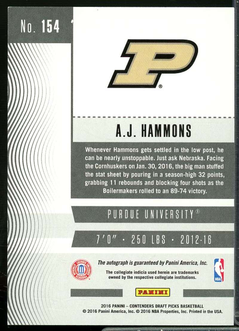 A.J. Hammons AU Rookie Card 2016-17 Panini Contenders Draft Picks #154  Image 2