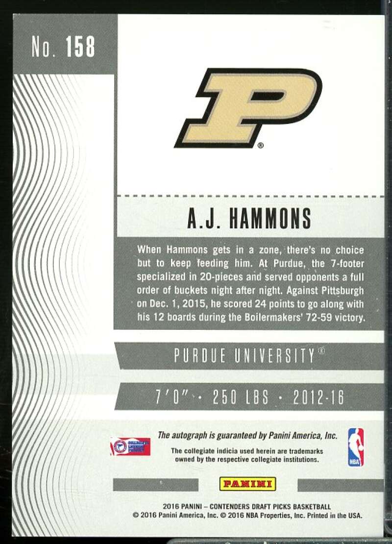 A.J. Hammons AU Rookie Card 2016-17 Panini Contenders Draft Picks #158  Image 2