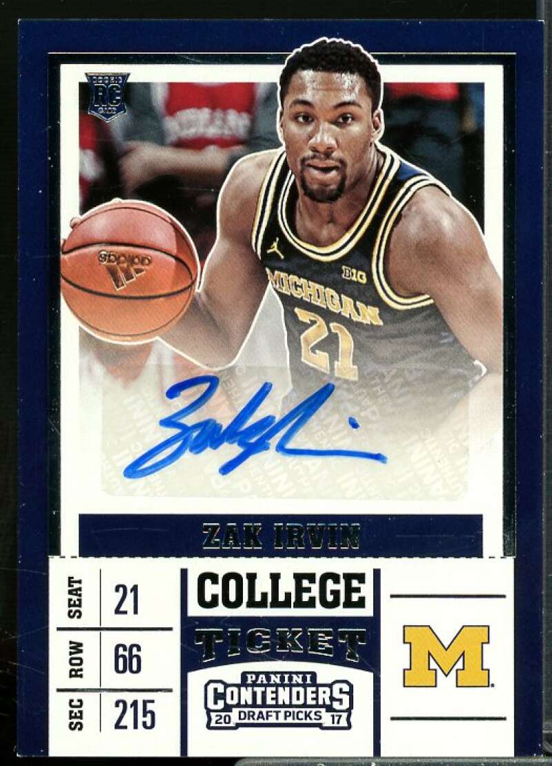 Zak Irvin AU Rookie Card 2017-18 Panini Contenders Draft Picks #119  Image 1