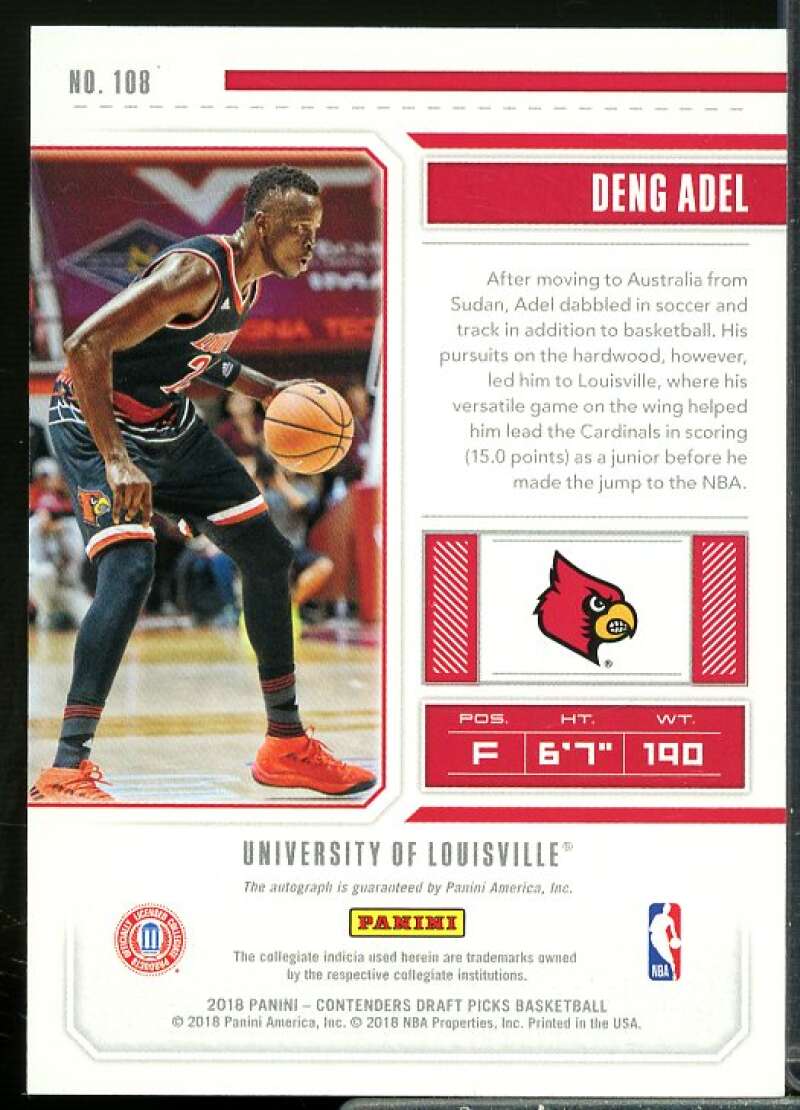 Deng Adel AU Rookie Card 2018-19 Panini Contenders Draft Picks #108  Image 2