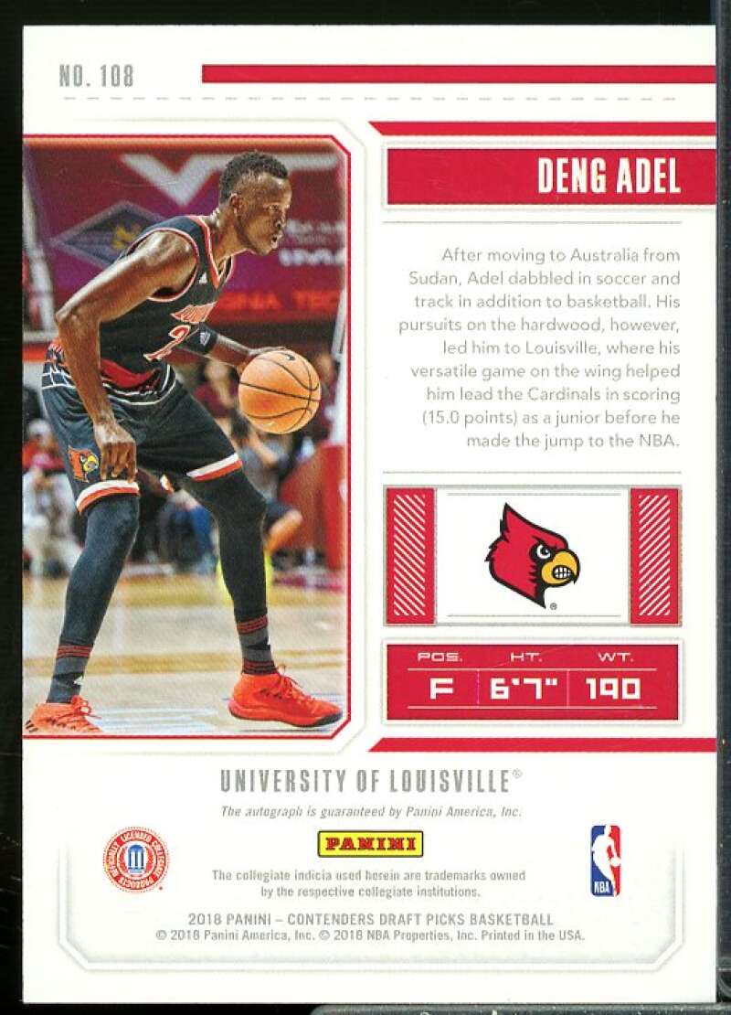 Deng Adel AU Rookie Card 2018-19 Panini Contenders Draft Picks #108  Image 2