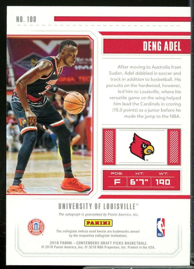 Deng Adel AU Rookie Card 2018-19 Panini Contenders Draft Picks #108  Image 2