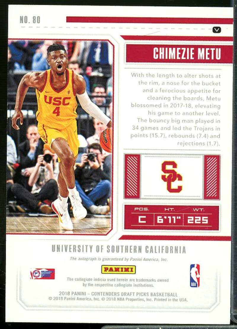 Chimezie Metu AU Rookie 2018-19 Panini Contenders Draft Picks Variations #80  Image 2