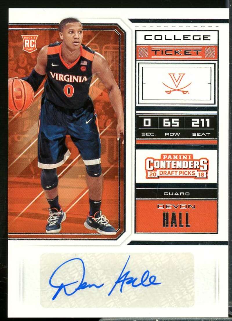 Devon Hall AU Rookie Card 2018-19 Panini Contenders Draft Picks #116  Image 1