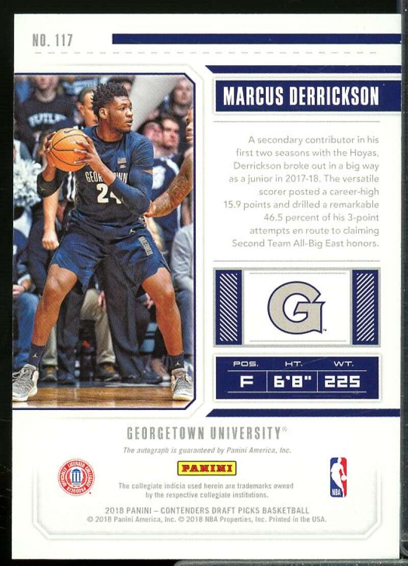 Marcus Derrickson AU Rookie Card 2018-19 Panini Contenders Draft Picks #117  Image 2