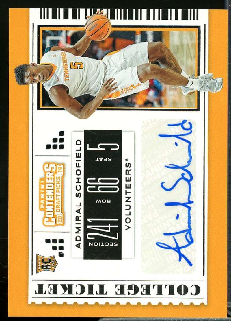 Admiral Schofield AU Rookie Card 2019-20 Panini Contenders Draft Picks #82  Image 1