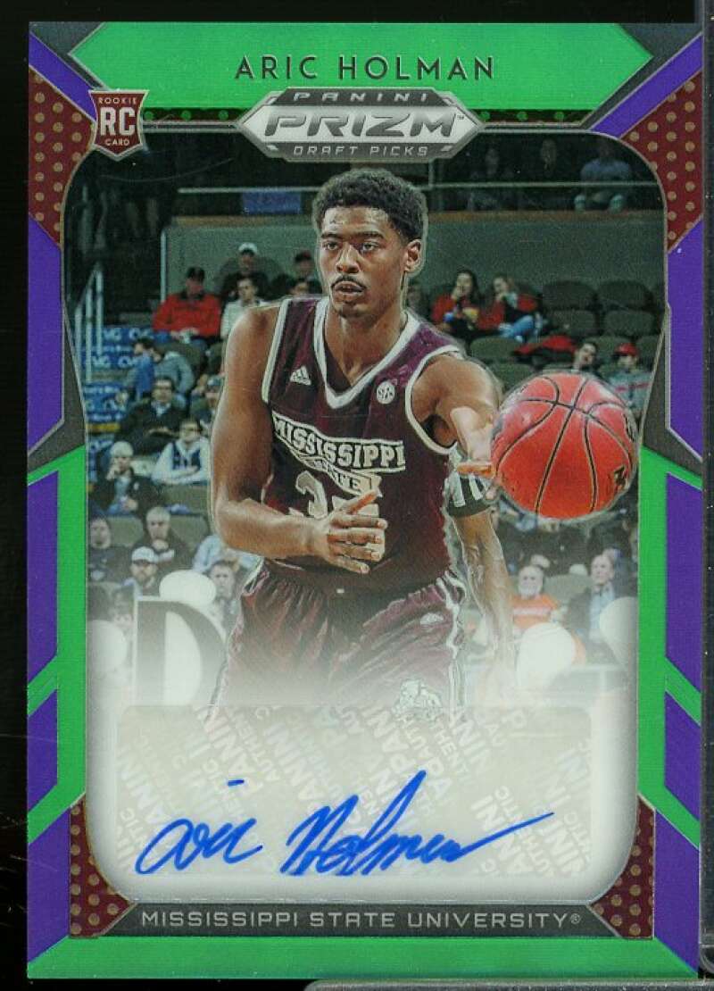 Aric Holman/199 2019-20 Panini Prizm Draft Picks Auto Prizms Purple Green #91  Image 1