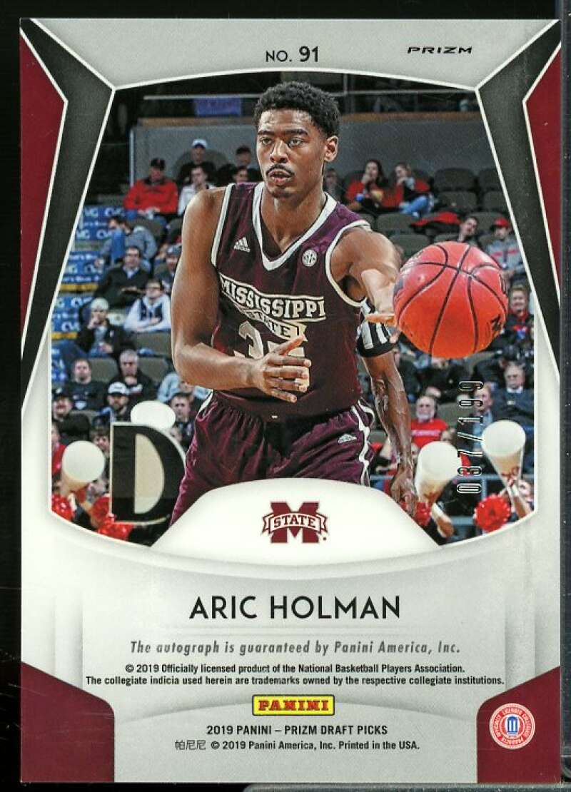 Aric Holman/199 2019-20 Panini Prizm Draft Picks Auto Prizms Purple Green #91  Image 2